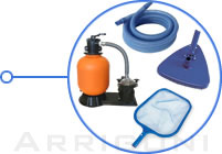 Kit accessori filtrazione e pulizia per piscina in lamiera d’acciaio