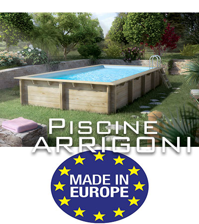 Piscina furori terra in legno rettangolare